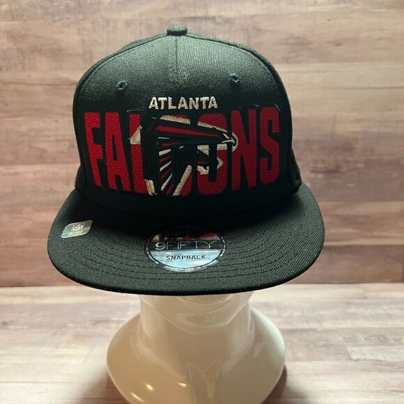 Atlanta Falcons New Era 9Fifty Snapback Black Cap Adjustable Hat 100% Polyester - Picture 1 of 15